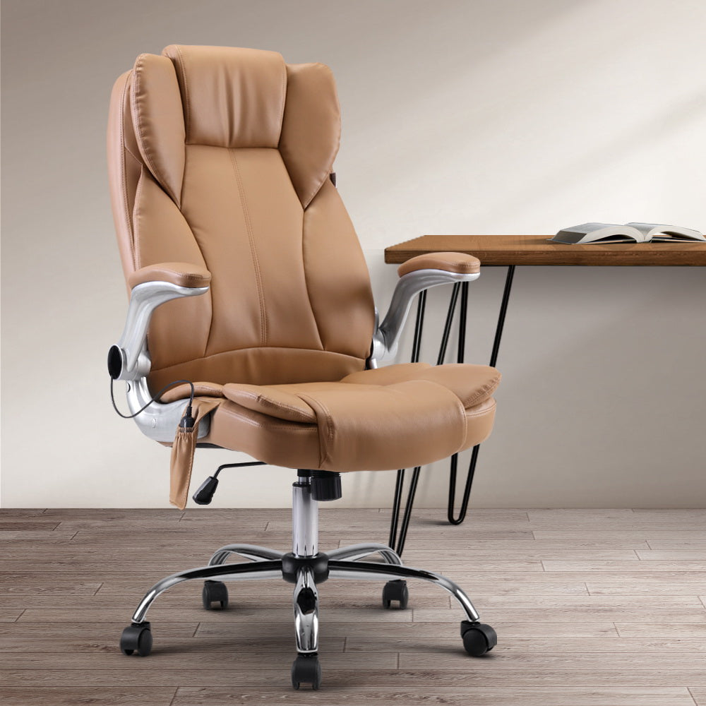 Massage Office Chair Gaming Chair 8 Point Vibration Espresso