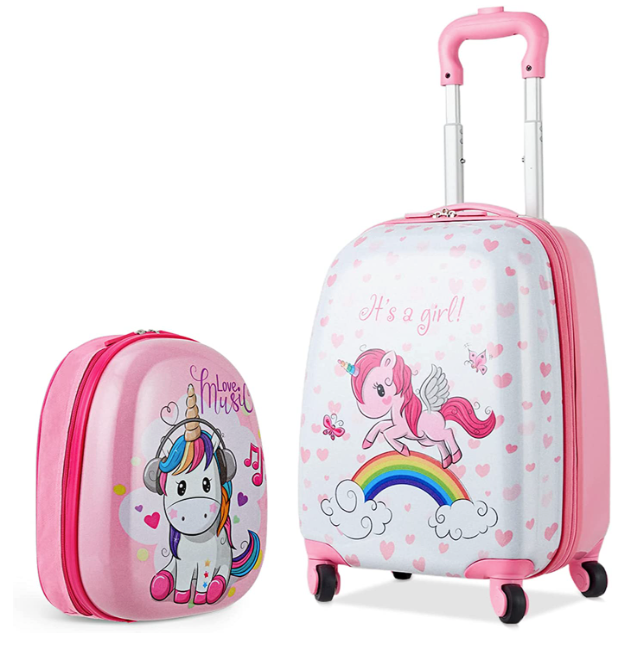 2PCS Kids Luggage Set, 13" & 16" Carry on Suitcase Set w/ Spinner Wheels
