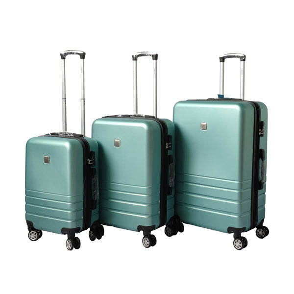 Expandable ABS Luggage Suitcase Set 3 Code Lock Travel Carry Bag Trolley Green
