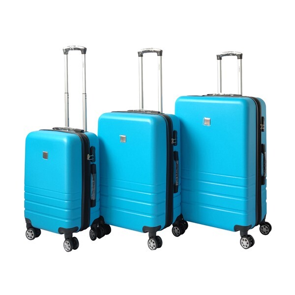 Expandable ABS Luggage Suitcase Set 3 Code Lock Travel Carry Bag Trolley Aqua