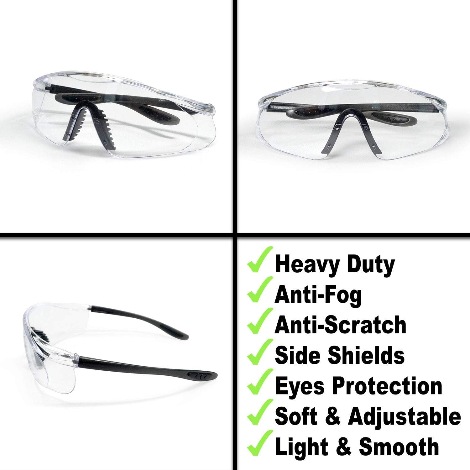 Safety Glasses anti Fog Extra Vision with Side Shields - Multi Purpose | anti Scratch - Impact Resistant | Eye Protection Clear Glasses Protective Glasses Safety Goggles Shooting Glasses
