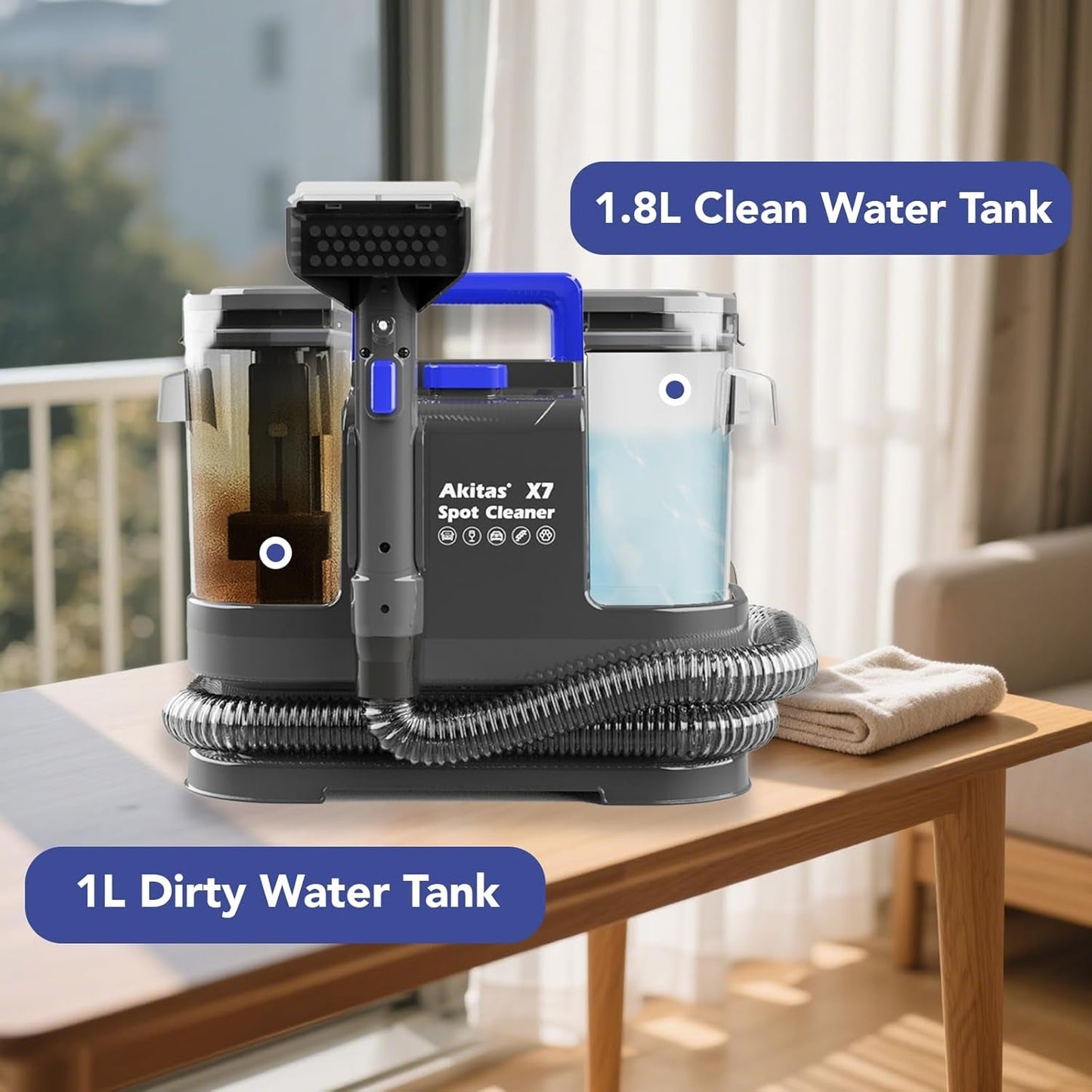 X7 Spot Cleaner Carpet Washer Remove Spills and Stains from Carpets, Stairs, Upholstery Portable and Compact