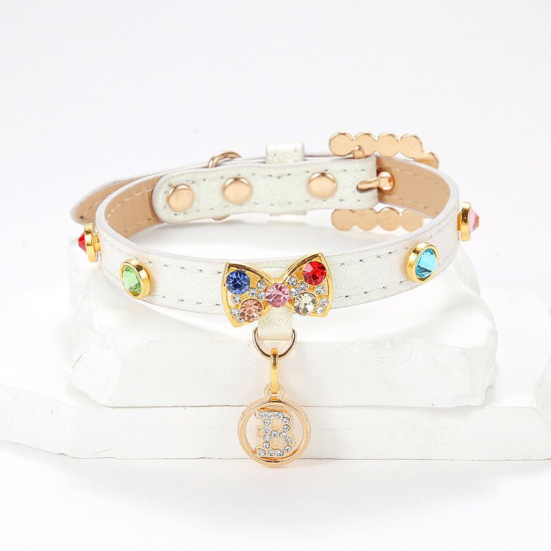 2-PCS Sparkling Rhinestone Bow Cat Collar - Adorable & Safe Pet Collar L