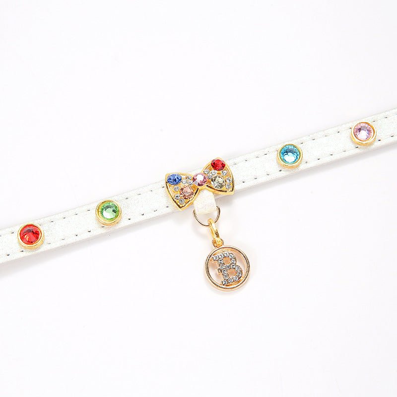 2-PCS Sparkling Rhinestone Bow Cat Collar - Adorable & Safe Pet Collar S