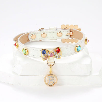2-PCS Sparkling Rhinestone Bow Cat Collar - Adorable & Safe Pet Collar S