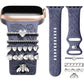 Flower Engraved Band Compatible with Apple Watch Bands 38Mm 40Mm 41Mm for Women, Soft Silicone Sport Band with Decorative Apple Watch Charms for Iwatch Series 9 8 7 6 5 4 3 2 1 SE (With Band)