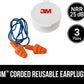 90716-80025T Corded Reusable Earplug, 3-Pair with Case