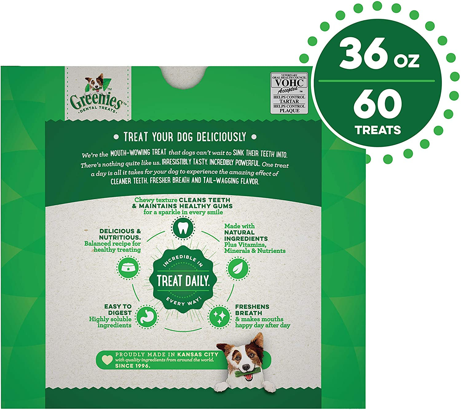 Canine Dental Dog Treats Original Petite 60 Chews Value Pack 1.02Kg