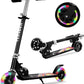 Kids Folding Kick Scooter, 2 Wheel Folding Kick Scooter for Girls Boys, 3 Adjustable Height, Light up Wheels, Scooter with Sturdy Frame, Christmas Birthday Girls Boys, Easy Folding Kids Scooter