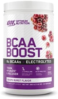 OPTIMUM NUTRITION BCAA BOOST 8g BCAA + Electrolytes Powder, Grape Burst Flavour, 390g, 30 Servings