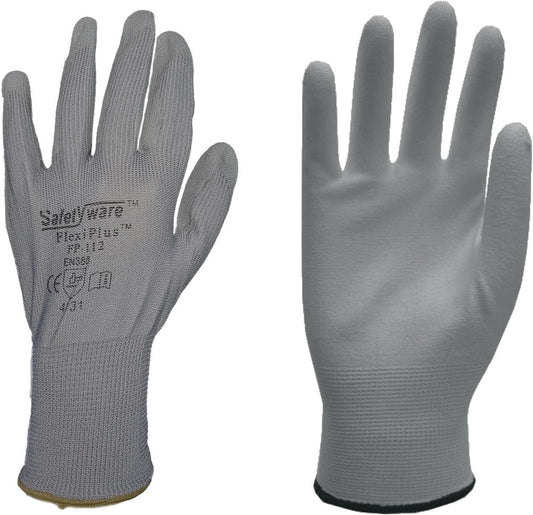Flexiplus PU Coated Work Safety Gloves for Gardening Mechanic Construction General Purpose