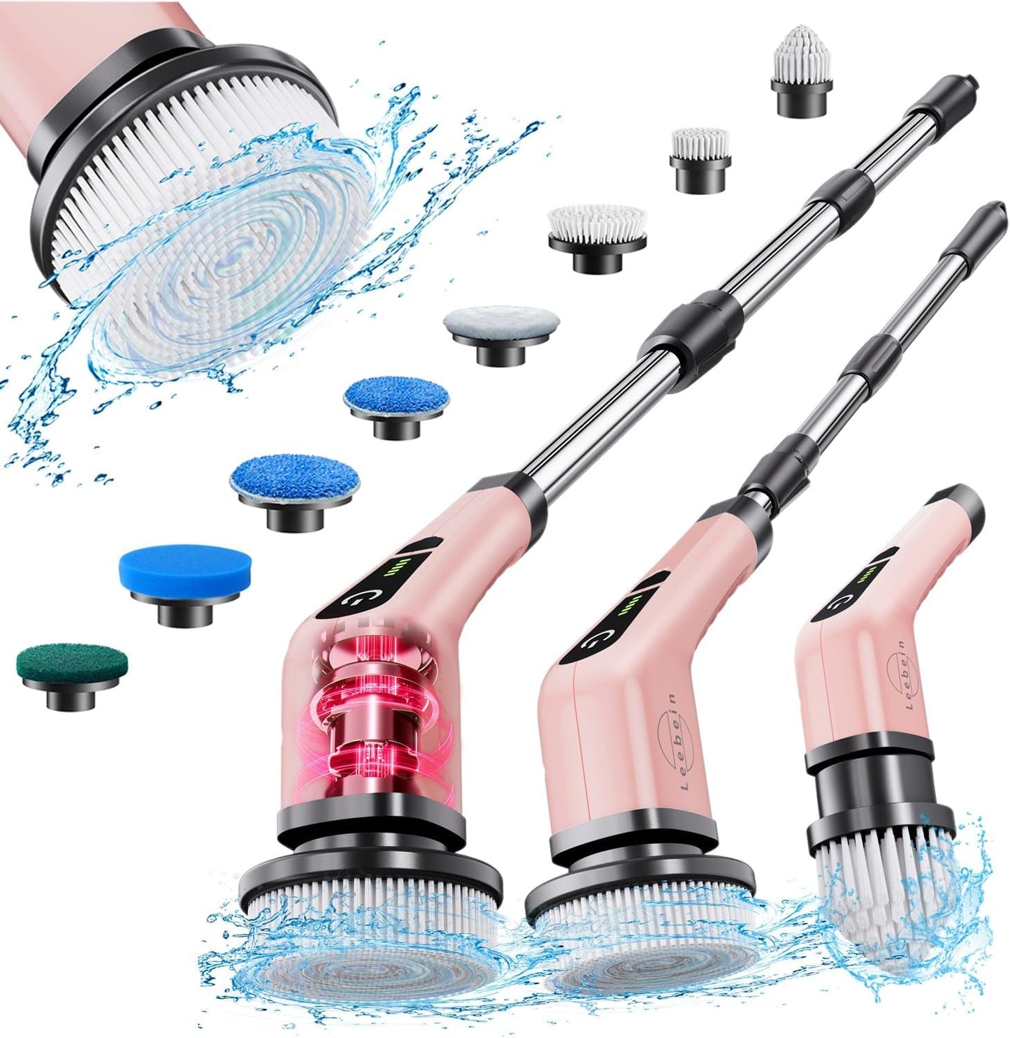 Electric Spin Scrubber,  New Cordless Cleaning Brush with 8 Replaceable Drill Brush Heads, Tub and Floor Tile 360 Power Scrubber Mop with 54 Inch Adjustable Handle for Bathroom Kitchen Car