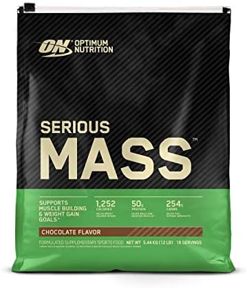 OPTIMUM NUTRITION Serious Mass Protein Powder Gainer, Chocolate, 5.44kg
