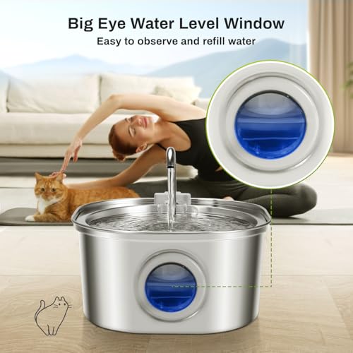 ZEKIRY Cat Water Fountain Stainless Steel