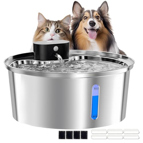 3.2L Wireless Cat Water Fountain Stainless Steel
