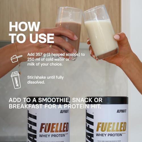 ALPHAFIT Fuelled Whey Protein Powder, Vanilla Ice Cream, 25g Protein per serve, HASTA Certified, 925g