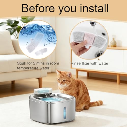 AnyEnjoy Cat Water Fountain Filter, 12 Pack Fountain Filter Replacement Compatible with Oneisall Cat Water Fountain PW04 3.5L/118oz