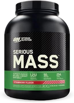 OPTIMUM NUTRITION Serious Mass Protein Powder Gainer, Chocolate, 2.72kg - [packaging may vary]