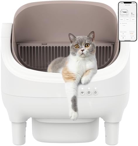 Advwin Self Cleaning Litter Box, Open Top Design Automatic Cat Litter Box with App Control, Safety Protection, 10.5L Large Waste Bin, Includes Trash Bags and Litter Mat