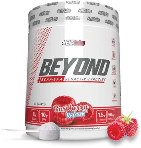 EHP Labs Beyond BCAA + EAA - 10g of Essential Amino Acids, Assists with Muscle Endurance, Recovery & Fatigue - 30 Serves (Raspberry Refresh)