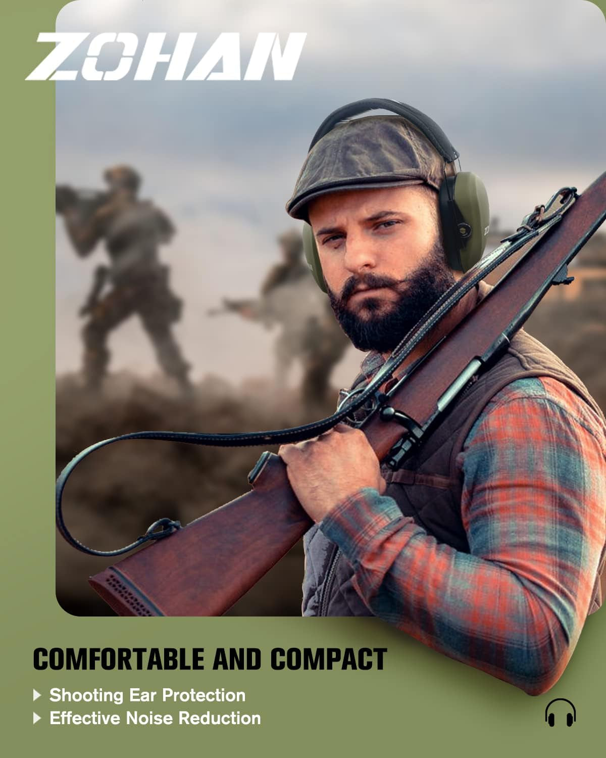 EM018 Shooting Ear Protection Noise Cancelling Safety Muffs NRR 27Db, Hearing Protection for Shooting, Hunting, Mowing
