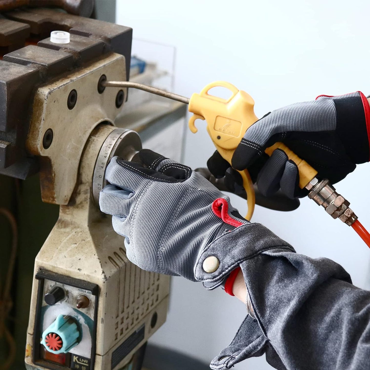 Mens Work Gloves Touch Screen, Synthetic Leather Utility Gloves, Flexible Breathable Spendex - Padded Knuckles & Palm