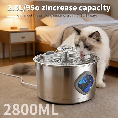 Stainless Steel Cat Water Fountain for Drinking with