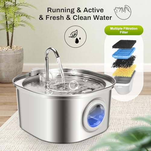 ZEKIRY Cat Water Fountain Stainless Steel