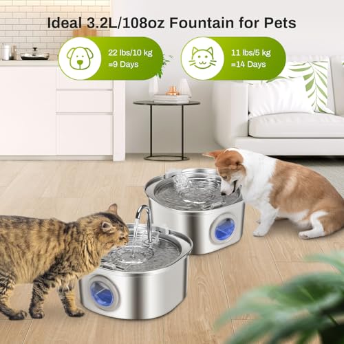 ZEKIRY Cat Water Fountain Stainless Steel