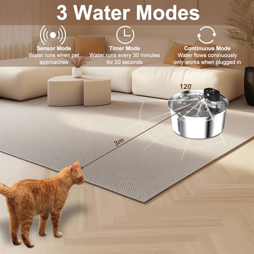 7L Wireless Fully Stainless Steel Cat Water Fountain