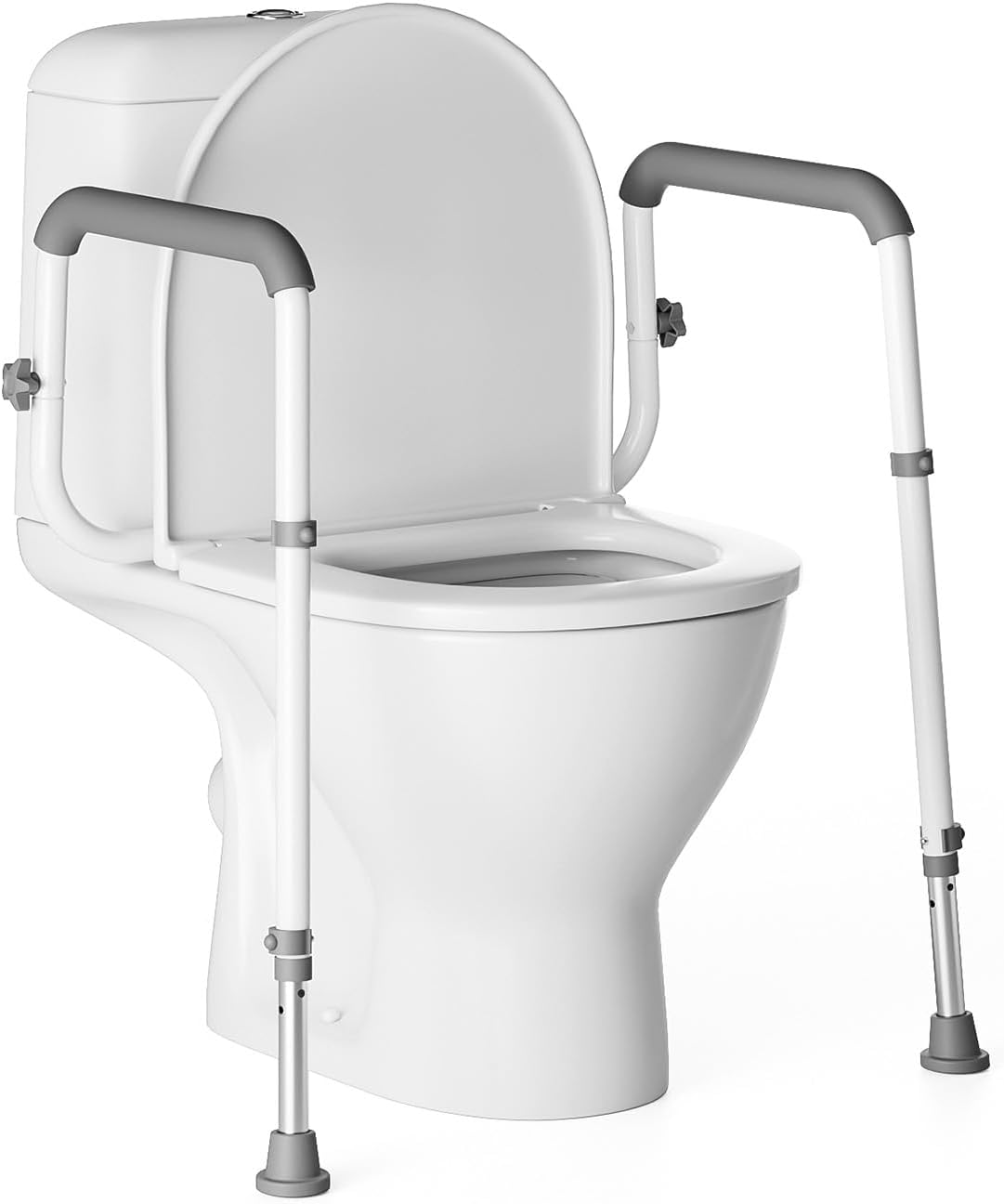 Loyoda Toilet Safety Rails, Height Adjustable Medical Steel Toilet Handle, Sturdy Bathroom Safety Frame for Seniors, Disabled, Pregnant Women & Elderly