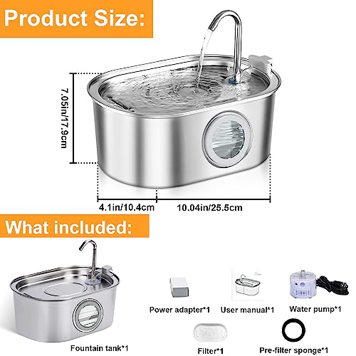OMIPAWZ 3.2L Cat Water Fountain Stainless Steel with