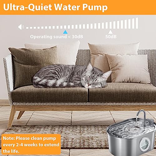 OMIPAWZ 3.2L Cat Water Fountain Stainless Steel with