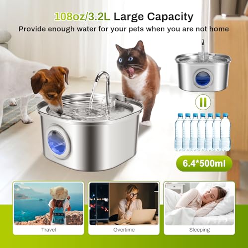 ZEKIRY Cat Water Fountain Stainless Steel