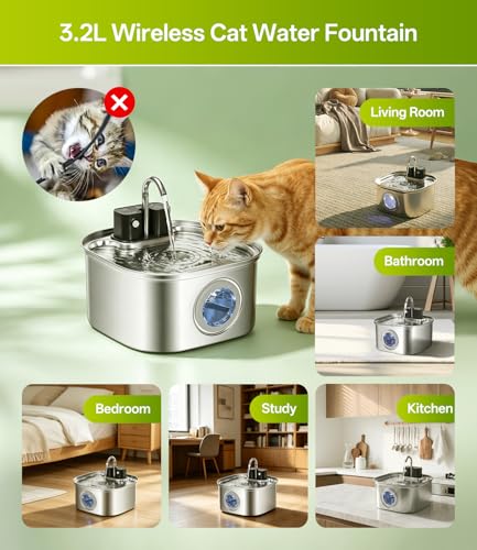 ZEKIRY Cordless Cat Water Fountain