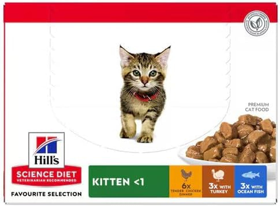 Hill’S Science Diet Kitten Favourite Selection Variety Pack Cat Food Pouches 12X85G