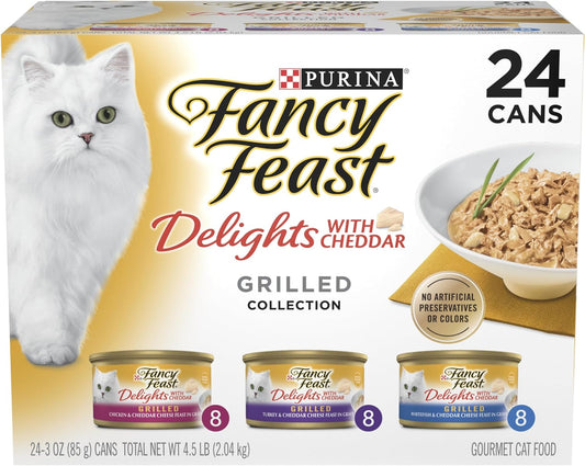 FANCY FEAST Delights with Cheddar Adult Wet Cat Food Grilled Collection 24X85G