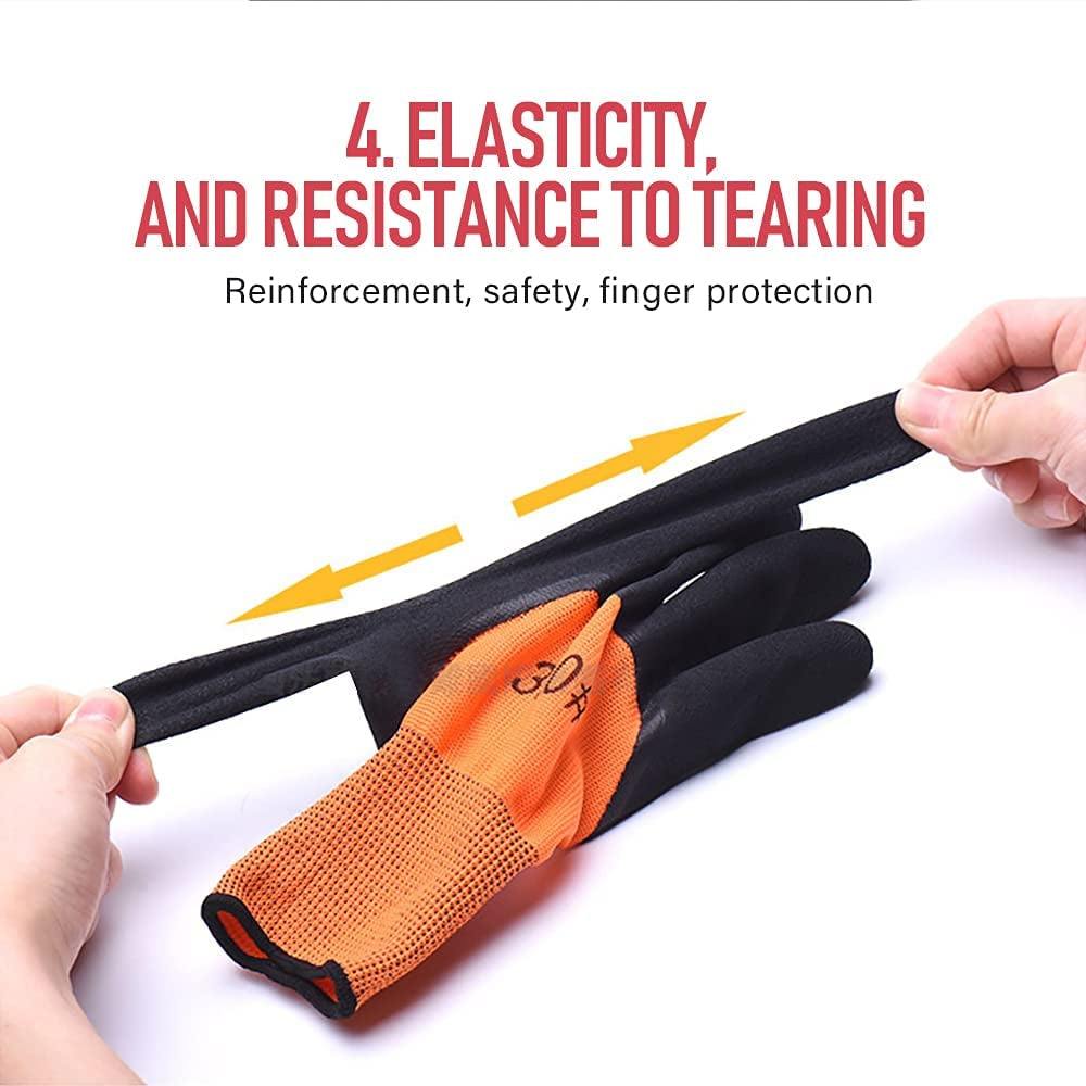 Safety Garden Gloves for Men Work Gloves with Palm Coated Breathable Rubber Coated Gardening Gloves Outdoor Protective Porter Working Gloves Large Size Mechanic Gloves Construction Gloves for Men