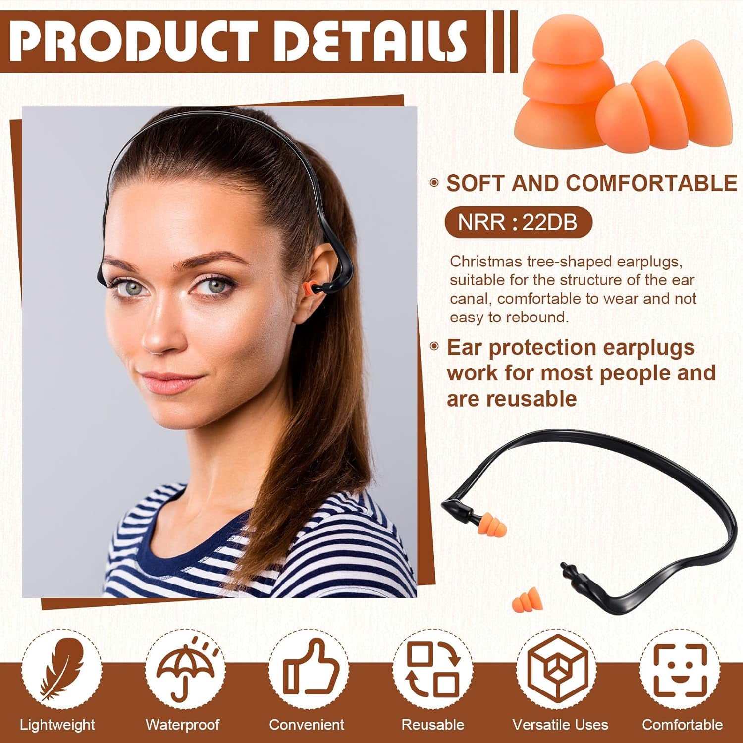 24 Pcs Banded Ear Plugs Silicone Shooting Ear Plugs Reusable Washable Ear Protection Noise Cancelling Lightweight Banded Earplugs for Shooting Range Sleep Work Construction Concerts Hearing Protection