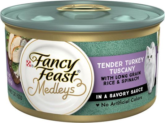 FANCY FEAST Medleys Adult Wet Cat Food Turkey Tuscany with Long Grain Rice & Garden Greens in Sauce 24X85G