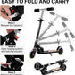 Kids Folding Kick Scooter, 2 Wheel Folding Kick Scooter for Girls Boys, 3 Adjustable Height, Light up Wheels, Scooter with Sturdy Frame, Christmas Birthday Girls Boys, Easy Folding Kids Scooter