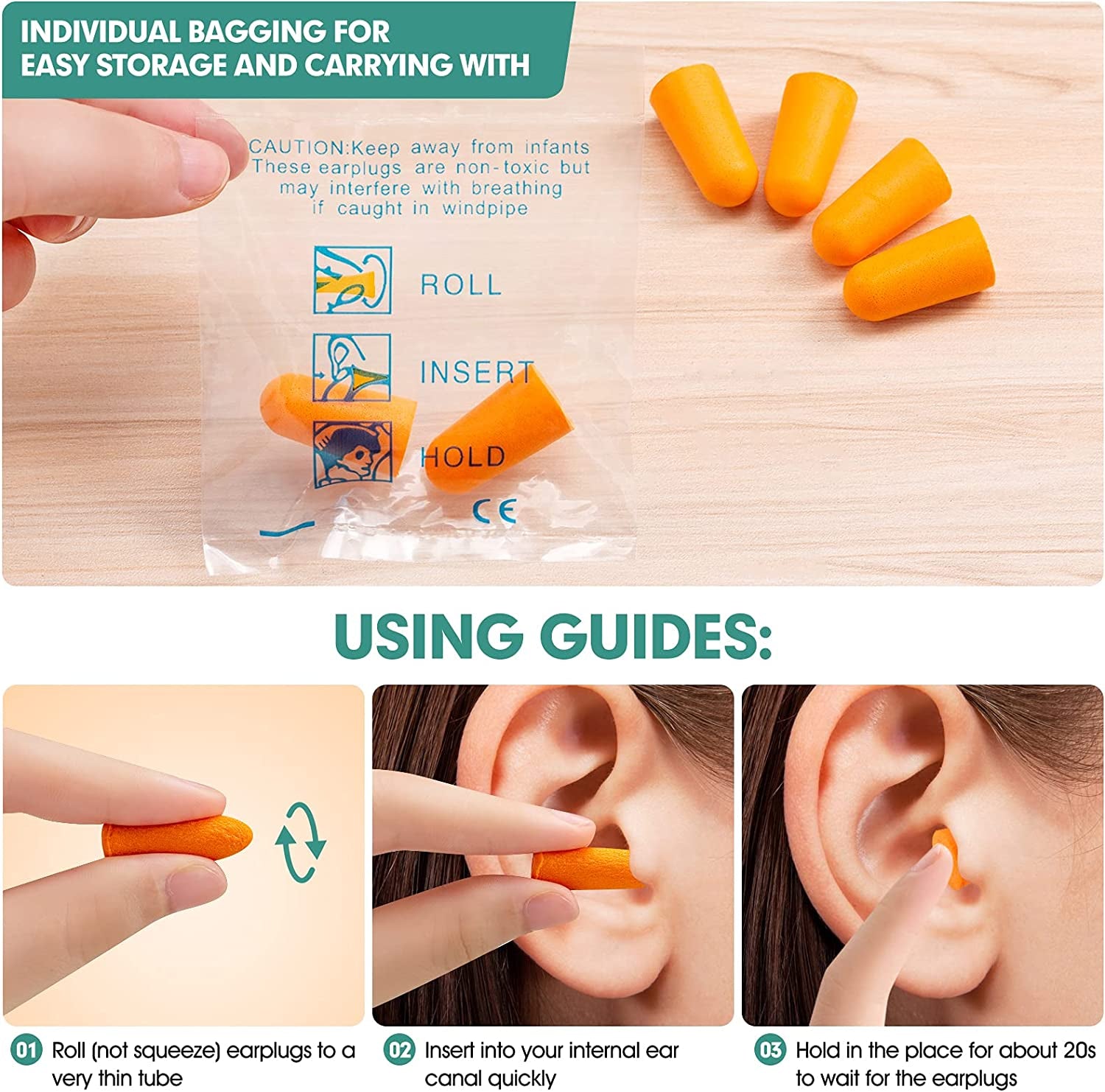 50 Pairs Earplugs for Noise Canceling Ear Plugs for Sleep Work Snoring Sound Canceling Blocking Construction Loud Noise Reducing Soft Foam Earplugs