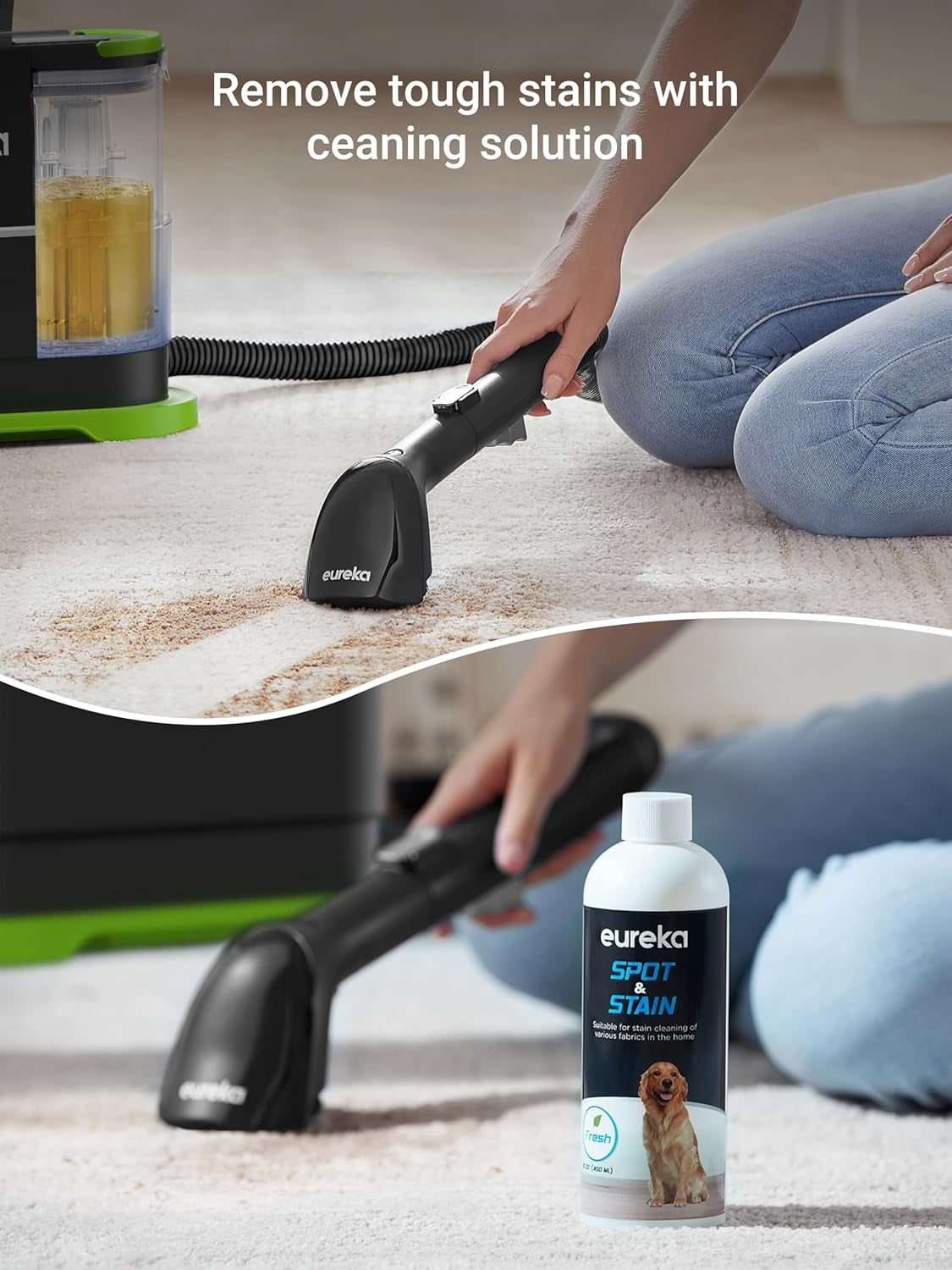 NEY100 Portable Carpet and Upholstery Cleaner, Spot Cleaner for Pets, Stain Remover for Carpet, Area Rugs, Upholstery, Coaches and Car with Cleaning Solution