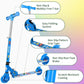 V2 Scooters for Kids with Light-Up Wheels & Stem & Deck, 2 Wheel Folding Scooter for Girls Boys Ages 3-12, 3 Adjustable Height, Non-Slip Pattern Deck, Kick Scooter for Children