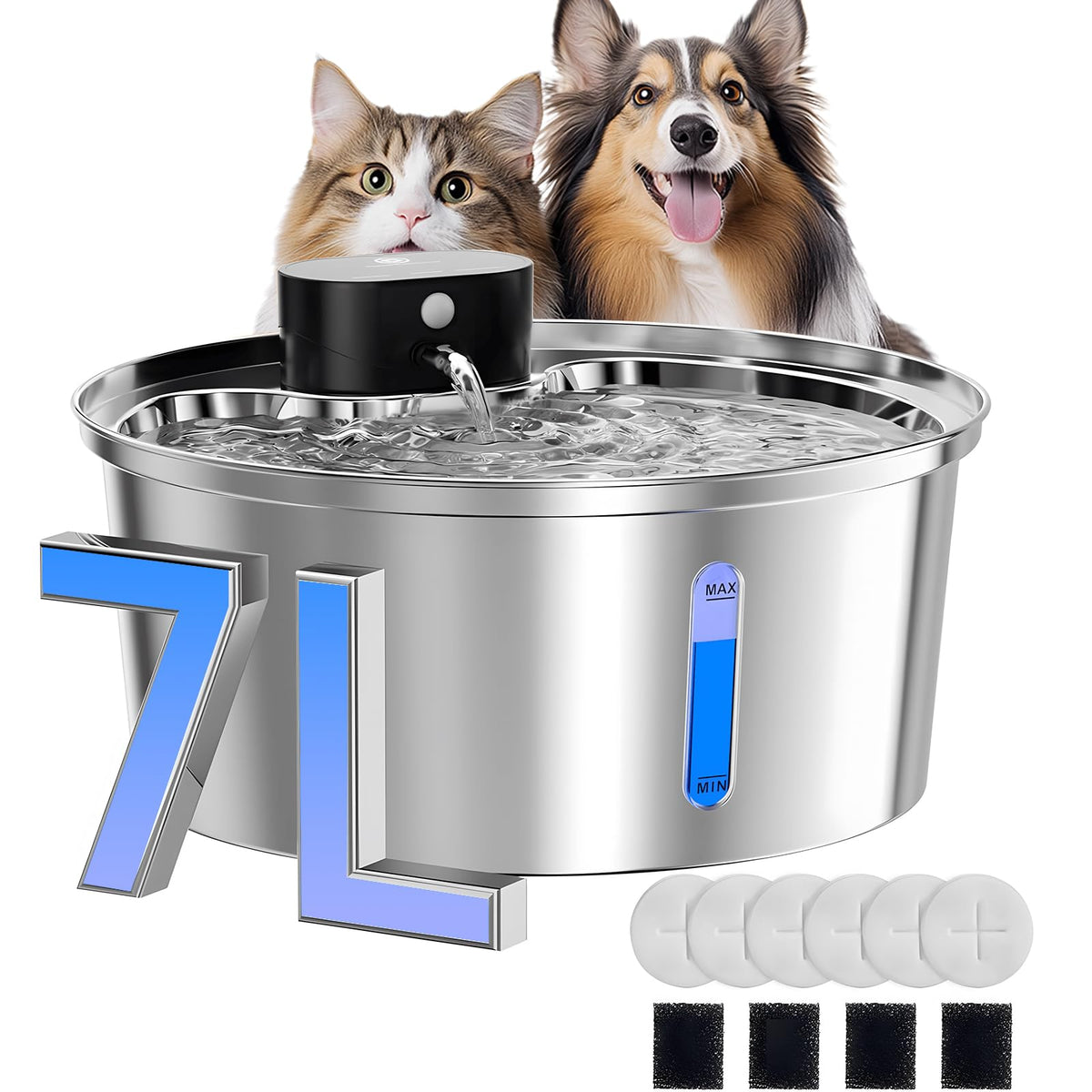7L Wireless Fully Stainless Steel Cat Water Fountain