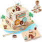 Wooden Activity Cube - 8 in 1 Activity Cube with Animal Tourism Bus Theme | Montessori Toys for 1 Year Old Boys Girls, Multipurpose Educational Toys for Toddlers and Kids - First Birthday Gift