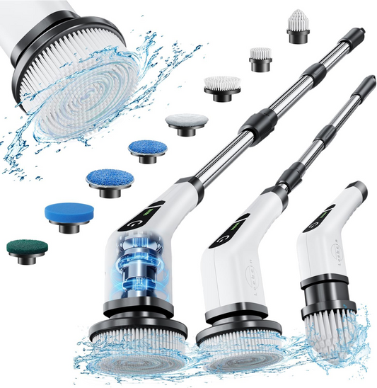 Electric Spin Scrubber, Leebein New Cordless Cleaning Brush with 8 Replaceable