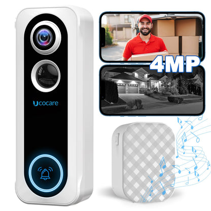 4MP Doorbell Camera Wireless Works with Alexa,