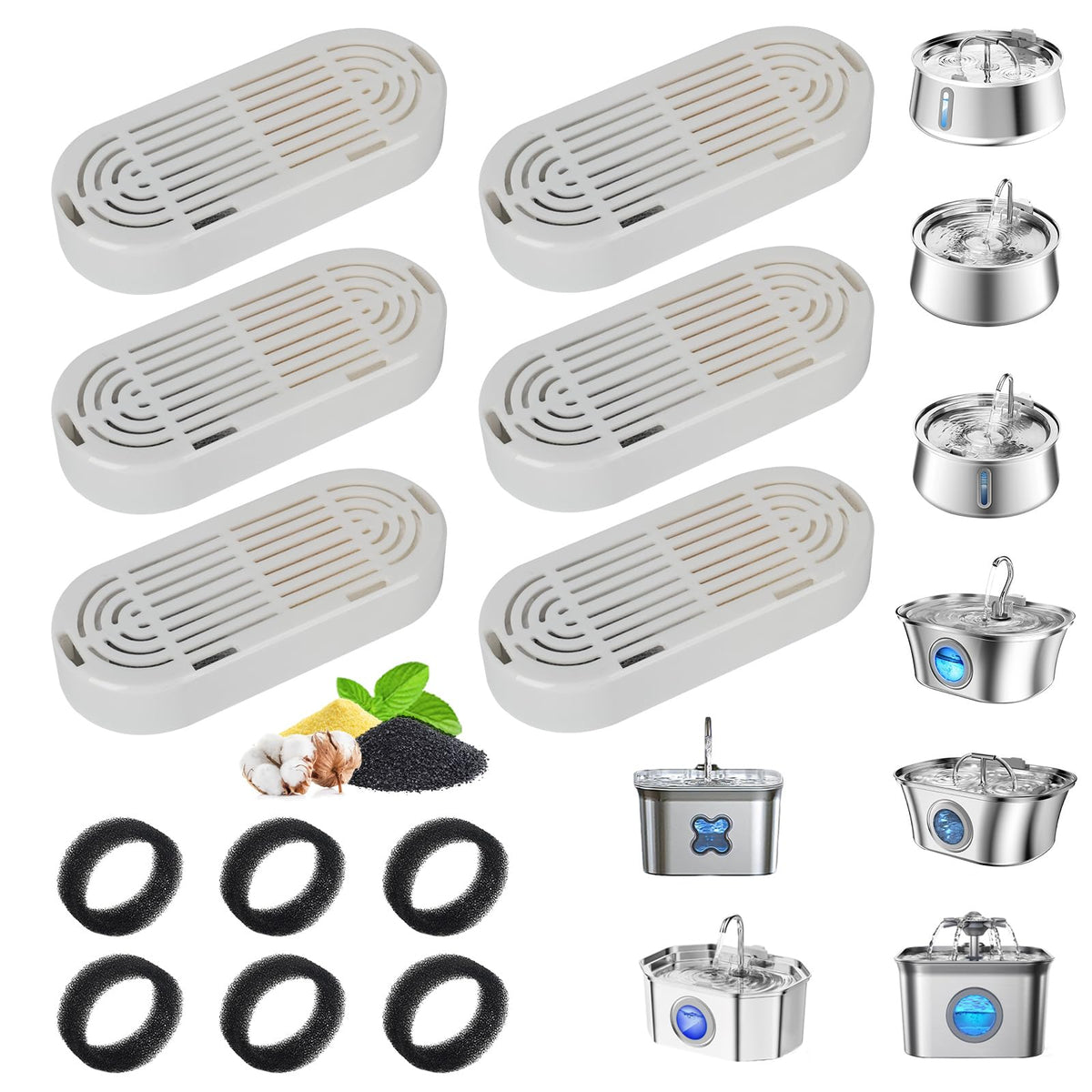 Cat Water Fountain Filter Replacement for Stainless Steel Pet Fountain
