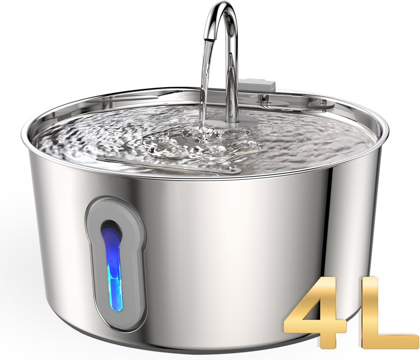 Cat Water Fountain Stainless Steel - 135oz/4L Pet Fountain for Cats/Dog Indoor - Quiet Cats/Dog Bowl Dispenser - Pets Feeding & Watering Supplies